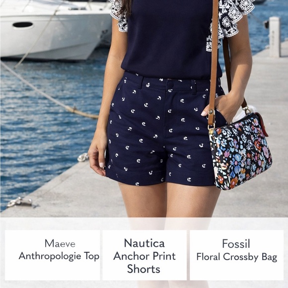 Nautica Navy Anchor Print Shorts ⚓ Nautical Preppy Summer Shorts Size 6 - Picture 7 of 7